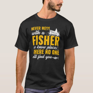 Camiseta Homens Pescando   Pescador Nunca Brinque Com Um Pe
