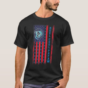 Camiseta Homens Pescaria Pescador Bandeira EUA Peixe