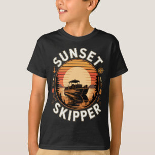 Camiseta Homens pôr do sol skipper passeio de barco barco p