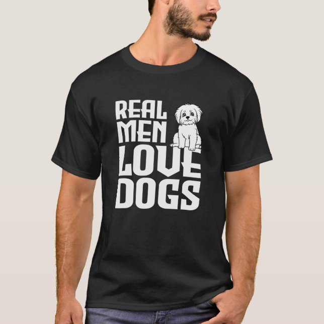 Camiseta Homens Reais Adoram Cachorro E Puppy Engraçada Car (Frente)