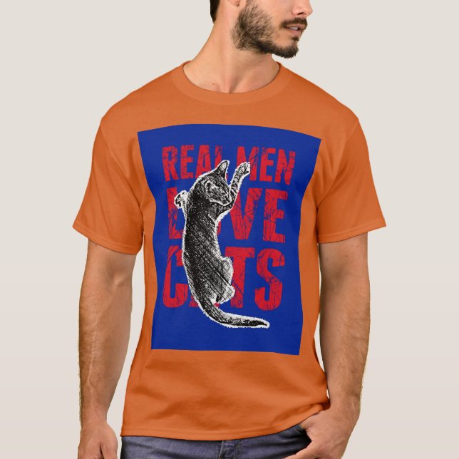 Camiseta Homens Reais Adoram Gatos (Frente)