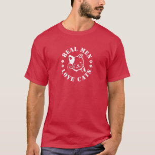 Camiseta Homens reais adoram gatos design engraçado