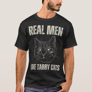 Camiseta Homens Reais Adoram Tabby Gats Pai Engraçado Vinta