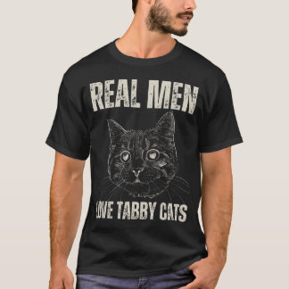 Camiseta Homens Reais Adoram Tabby Gats Pai Engraçado Vinta