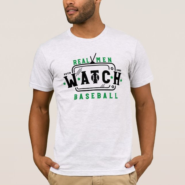 Camiseta Homens Reais Assistem Baseball Engraçado Dizendo B (Frente)