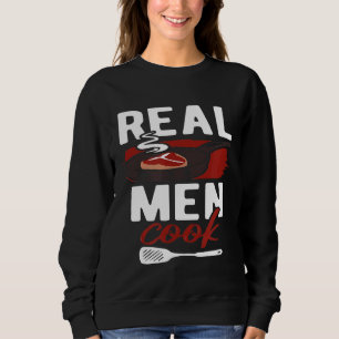 Camiseta Homens Reais Cozinham Homem Chef Comida Carne Coz