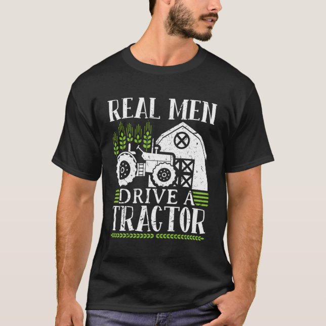 Camiseta Homens Reais Dirigem Um Trator (Frente)
