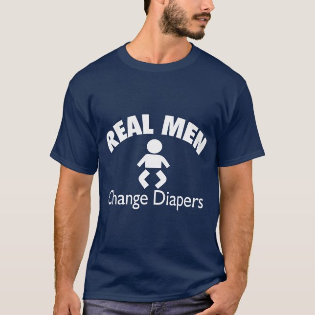Camiseta Homens Reais Mudam Fraldas (Frente)