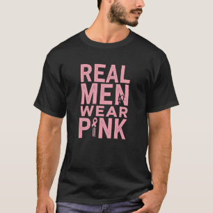 Camiseta Homens Reais Vestem Rosa - Consciência do Cancer d