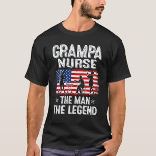 Camiseta Homens Retro Bandeira EUA Dia dos Pais Grampa Enfe