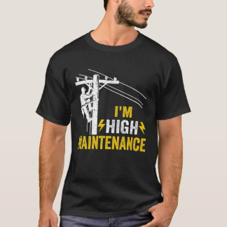 Camiseta Homens Retro Eletricista Lineman Oficial Eu Estou 