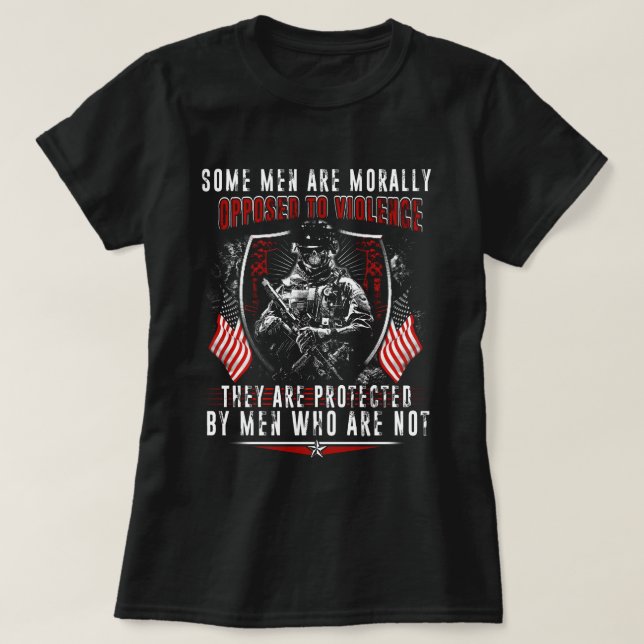 Camiseta Homens São Moralmente Contra Violência Por Y (Frente do Design)