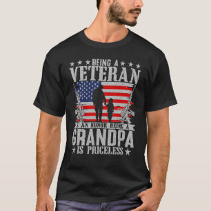 Camiseta Homens Sendo Um Veterano É Uma Honra Ser Um Avô É