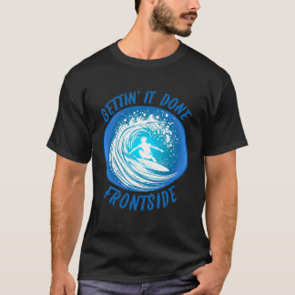 Camiseta Homens Surfando Pé Regular Frontside Gráfico Retro