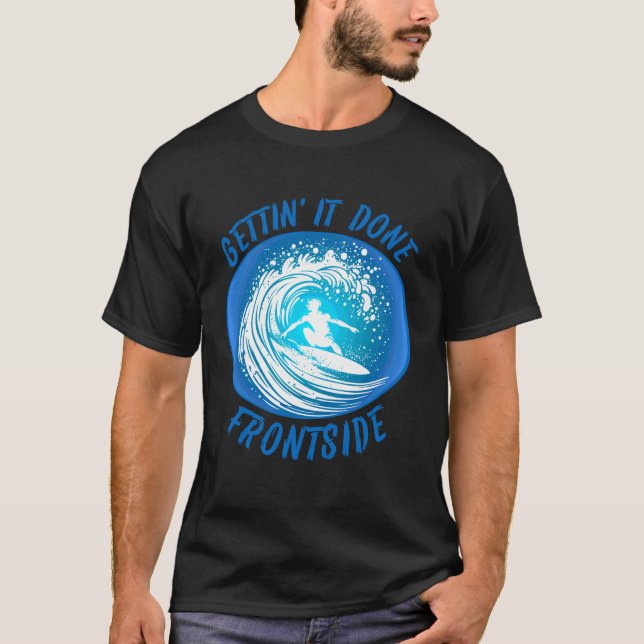 Camiseta Homens Surfando Pé Regular Frontside Gráfico Retro (Frente)