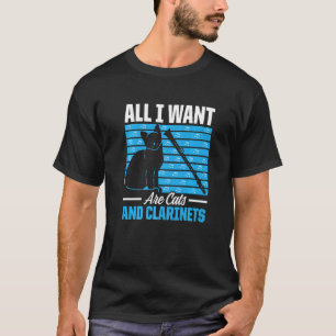 Camiseta Homens Tudo Que Eu Quero São Gatos E Clarinetes C