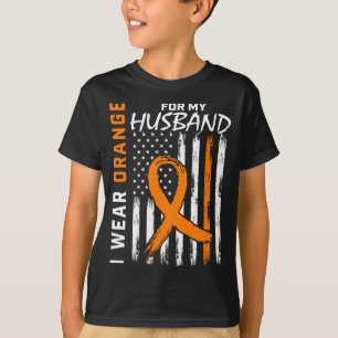 Camiseta Homens Usam Laranja Pelo Câncer de Leucemia do Mar