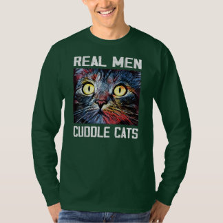 Camiseta Homens Verdadeiros Gatos Encharcados Engraçado Pai