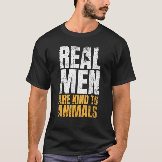 Camiseta Homens Verdadeiros São Bastantes Com Direitos Anim (Frente)