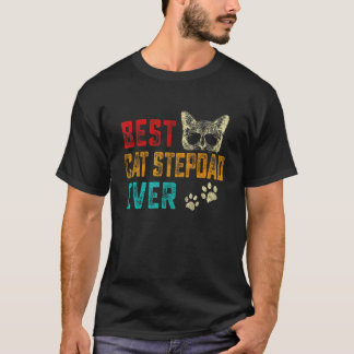 Camiseta Homens Vintage Melhor Gato Padrasto Já Família Pet