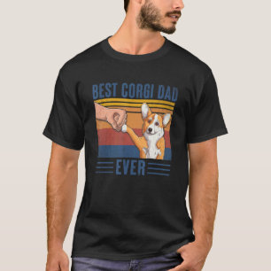 Camiseta Homens Vintage Melhor Pai Corgi Já Fist Bump Corgi