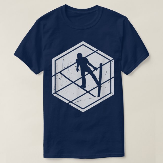 Camiseta Homens Voadores De Esqui Saltando Homens Neve Espo (Frente do Design)