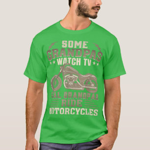 Camiseta Homens Vovô Assistem TV Verdadeiros Vovô Ride Mot