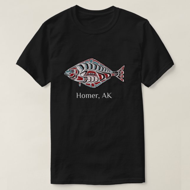 Camiseta Homer Alaska Native American Halibut Pescadores Gi (Frente do Design)