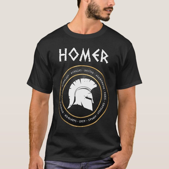 Camiseta Homer, Iliad e Odyssey Heroes, do cavalo de Troia  (Frente)