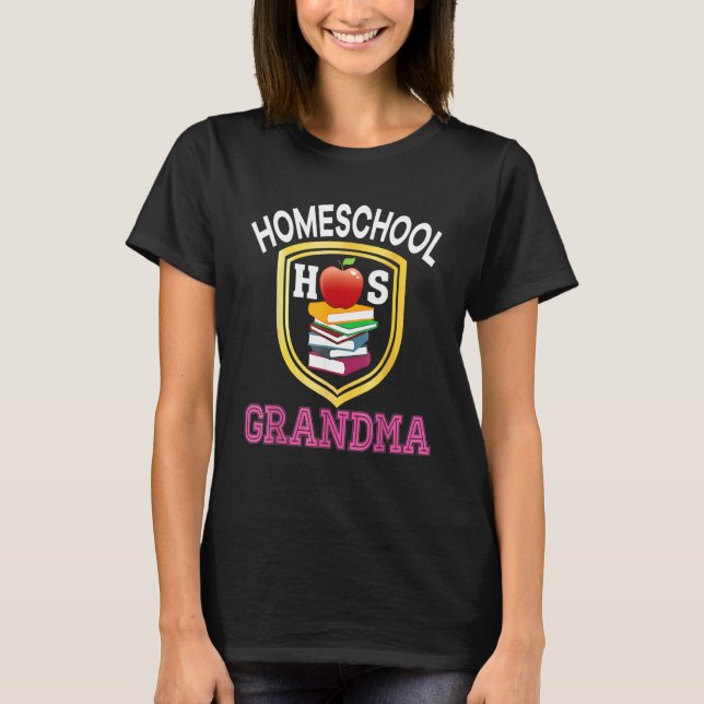 Camiseta Homeschool Grandma Back To School Mom Dad Kid Stud (Frente)