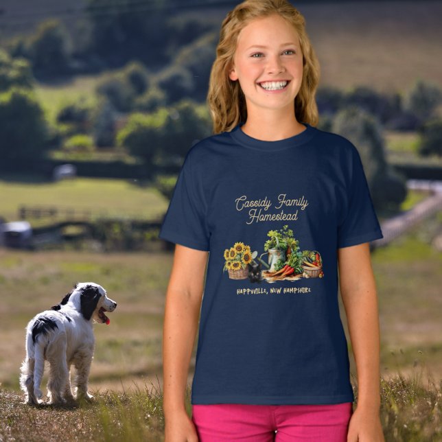 Camiseta Homestead Produza a Vida Fazenda (Criador carregado)