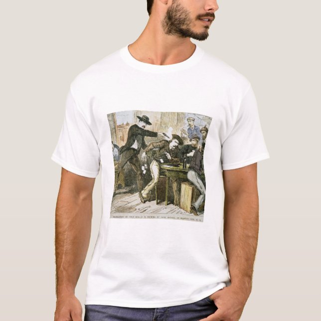 Camiseta Homicídio "de Bill selvagem" (W.B. Hickok) por (Frente)