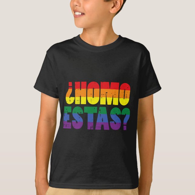 Camiseta Homo Está Espanhol Funny Orgulho gay Ally LG (Frente)
