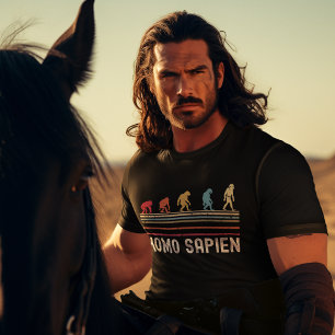 Camiseta Homo sapiens história da evolução humana