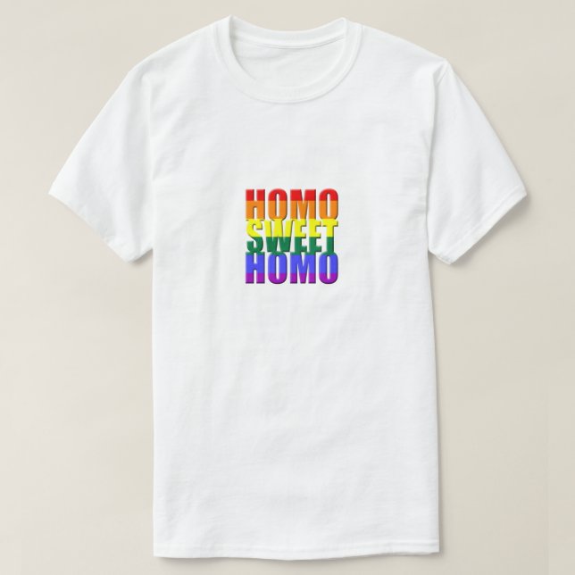 Camiseta Homo Sweet Homo Orgulho gay Parade LGBT Humor Engr (Frente do Design)