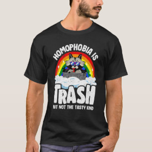 Camiseta Homofobia é "Trash Raccoon Rainbow Flag Orgulho ga