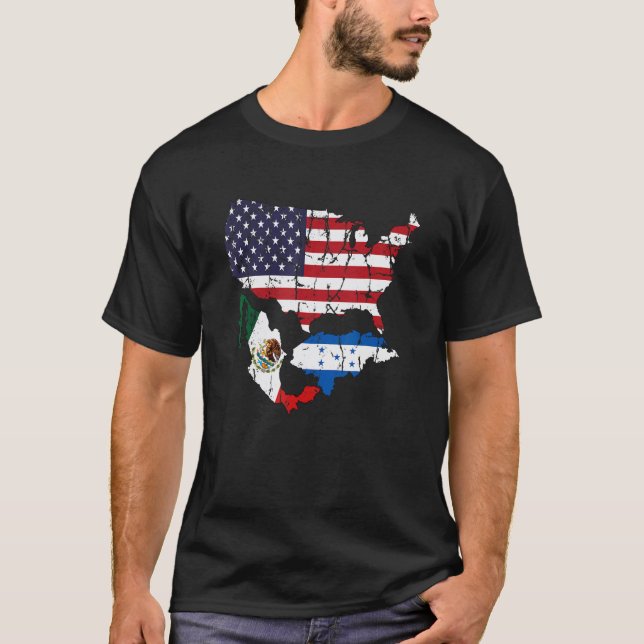 Camiseta Honduras American Mexican Flag (Frente)
