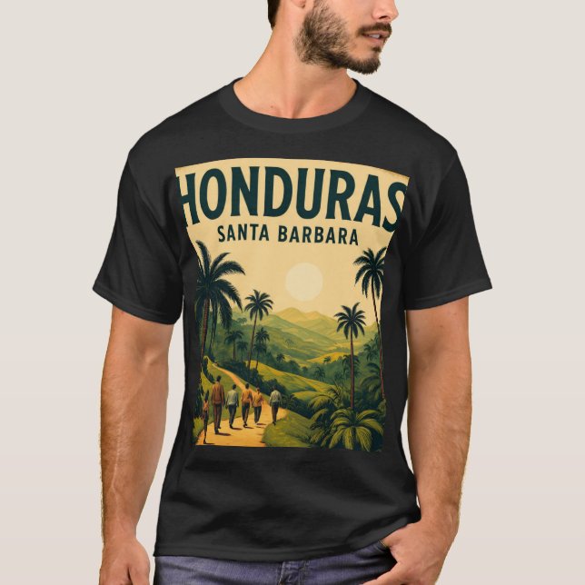 Camiseta  Honduras Santa Barbara Retro poster (Frente)