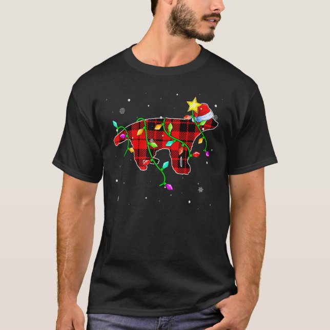 Camiseta Honey Badger Natal Santa Hat Xmas Lights Holi (Frente)
