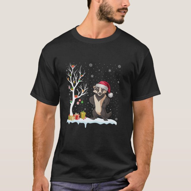 Camiseta Honey Badger Santa Hat Festive Tree Christma (Frente)
