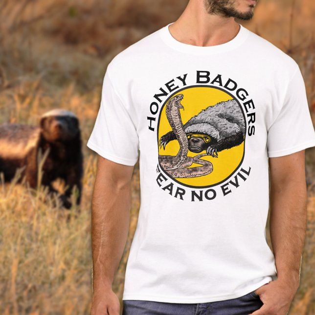 Camiseta Honey Badger verte cobra engraçado citação (Honey badgers fear no evil quote Tshirt )