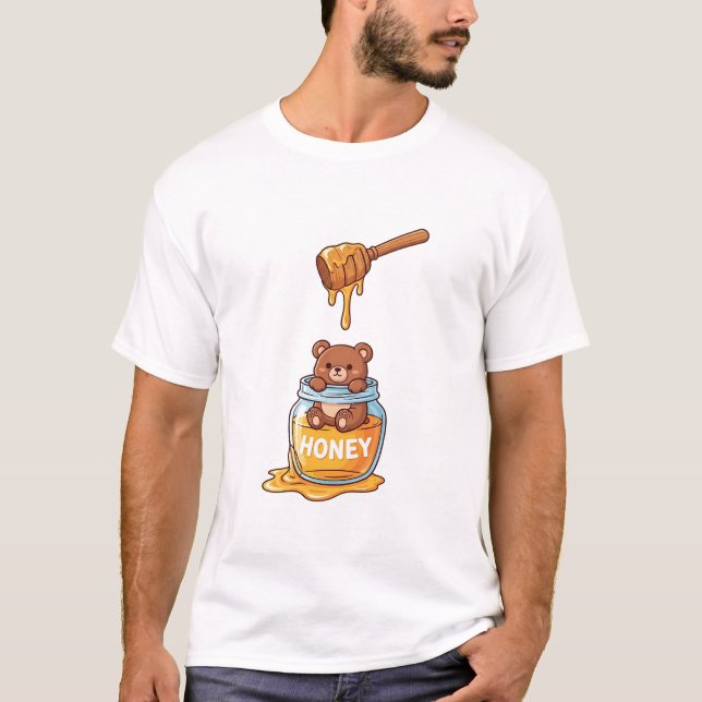 Camiseta Honey Bear Jar Cute Art (Frente)