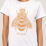 Camiseta Honey Bee Personalizada<br><div class="desc">Uma abelha floral de ouro para aqueles que amam a natureza e polinizadores. Arte original de Nic Squirrell. Altere o nome ou texto para personalizar.</div>