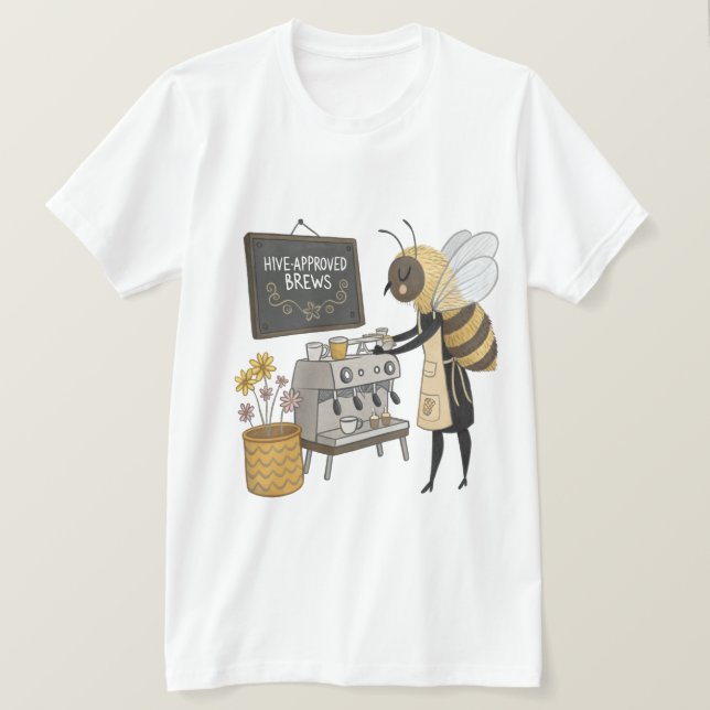 Camiseta Honey Latte Craftmaster: Barista Bee & Flower Espr (Frente do Design)