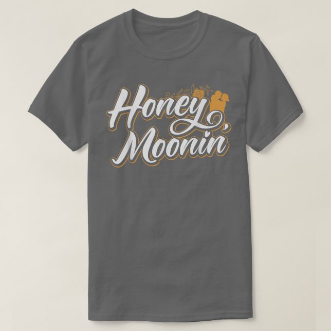 Camiseta Honeymoonin Bride E Groeymoon Bound Newlyw (Frente do Design)
