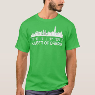 Camiseta Hong Kong Skyline Gps Coordena a Cidade Capital