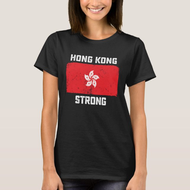 Camiseta Hong Kong Strong Flag Pro Democracy Freedom of Spe (Frente)