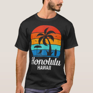 Camiseta Honolulu Beach Hawaii Palm Tree Vintage Sunset Sum