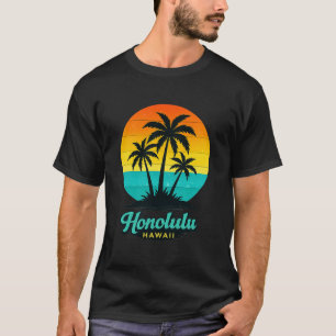 Camiseta Honolulu Havaí Pôr do Sol Retro Praia da Palmeira