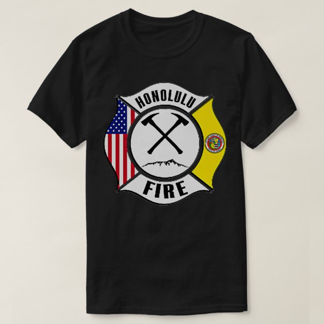 Camiseta Honolulu Hawaii Fire Department Bombeiros Rescu (Frente do Design)